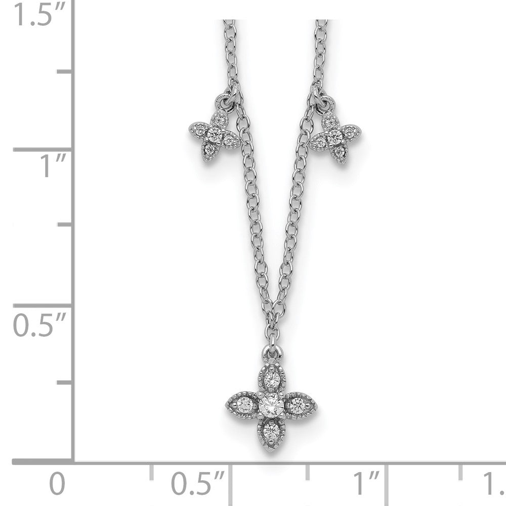 Sterlingsilber Rhodiniert Zirkonia Crosses mit 2 Zoll Verlängerung Halskette