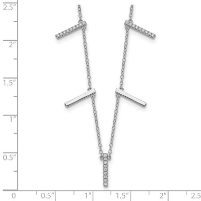 Sterlingsilber Rhodiniert Zirkonia Vertikal Bars mit 2 Zoll Verlängerung Halskette