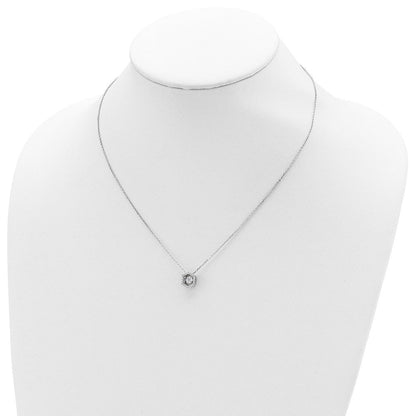 Sterlingsilber Rhodiniert Hexagon Moving Zirkonia mit 2 Zoll Verlängerung Halskette