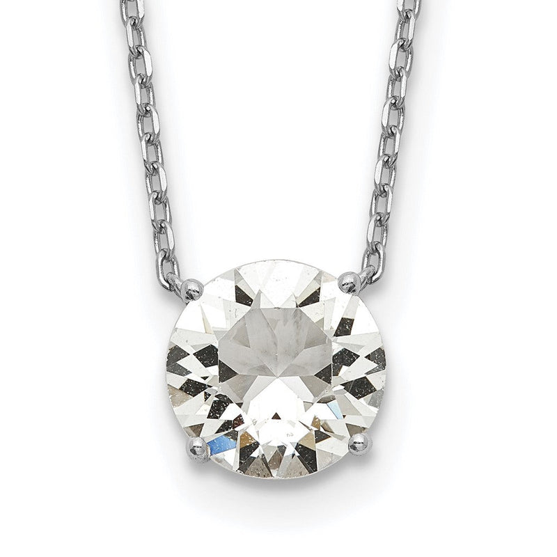 Sterlingsilber Rhodiniert Klar Swarovski Kristall 16.5 Zoll Halskette mit 2 Verlängerung