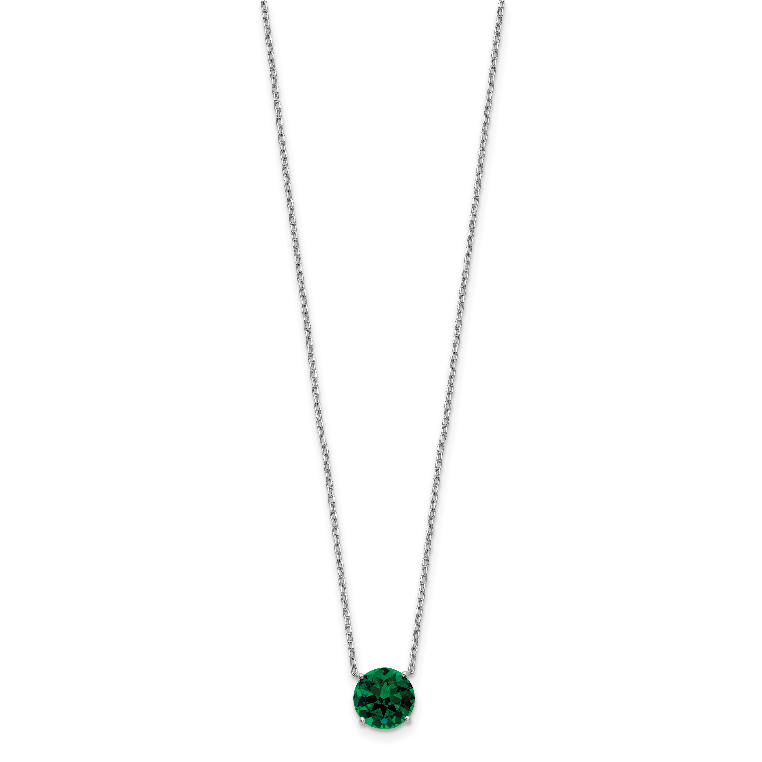 Sterlingsilber Rhodiniert Grün Swarovski Kristall 16.5 Zoll Halskette mit 2 Verlängerung