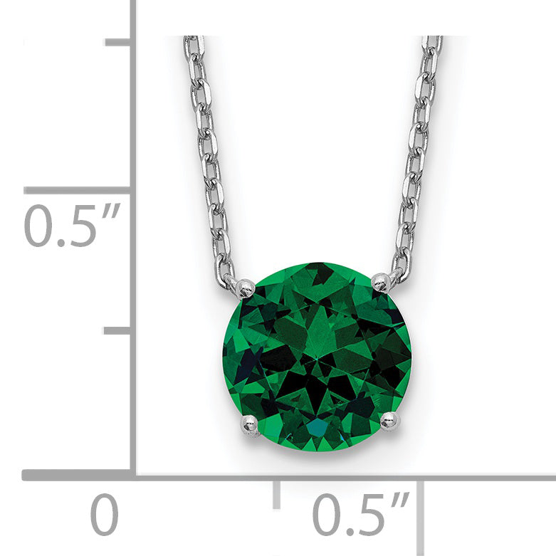 Sterlingsilber Rhodiniert Grün Swarovski Kristall 16.5 Zoll Halskette mit 2 Verlängerung
