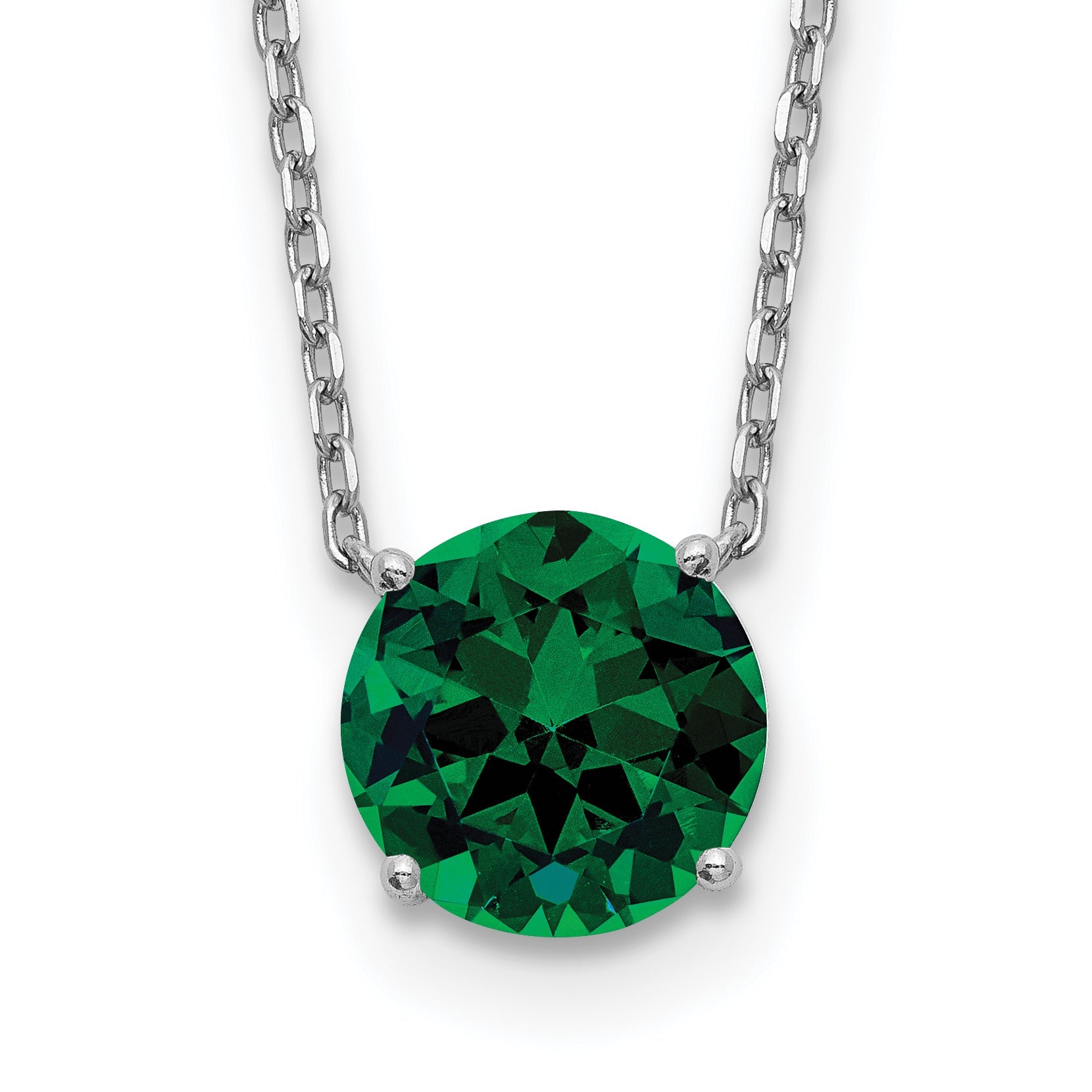 Sterlingsilber Rhodiniert Grün Swarovski Kristall 16.5 Zoll Halskette mit 2 Verlängerung