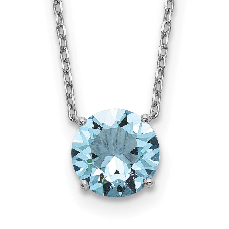Sterlingsilber Rhodiniert Licht Blau Swarovski Kristall 16.5 Zoll Halskette mit 2 Verlängerung