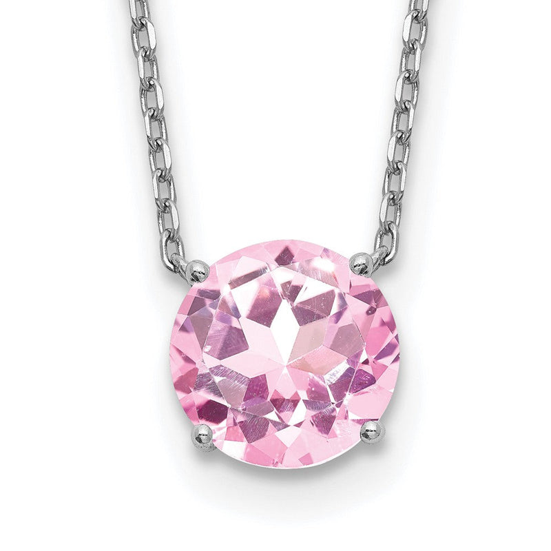 Sterlingsilber Rhodiniert Licht Rosa Swarovski Kristall 16.5 Zoll Halskette mit 2 Verlängerung