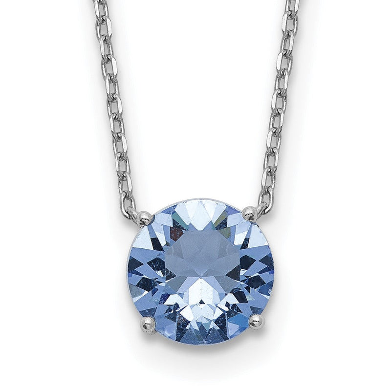 Sterlingsilber Rhodiniert Blau Swarovski Kristall 16.5 Zoll Halskette mit 2 Verlängerung