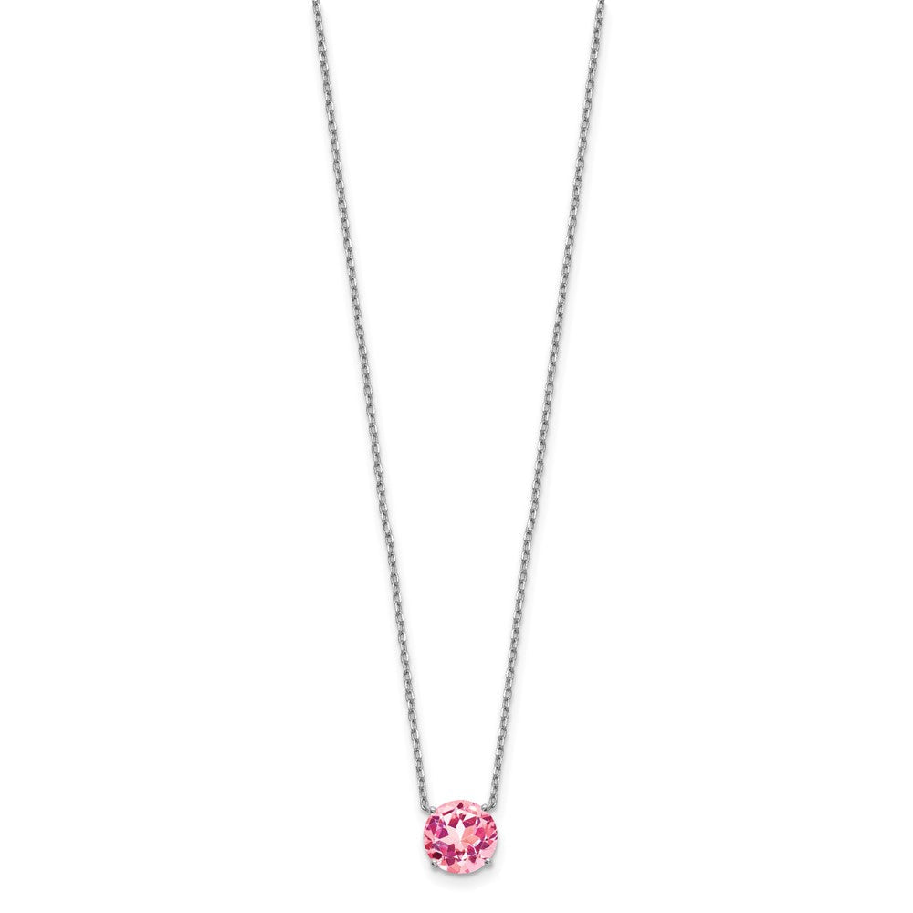Sterlingsilber Rhodiniert Rosa Swarovski Kristall 16.5 Zoll Halskette mit 2 Verlängerung