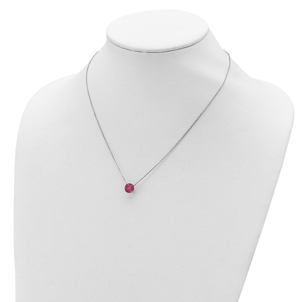 Sterlingsilber Rhodiniert Rosa Swarovski Kristall 16.5 Zoll Halskette mit 2 Verlängerung