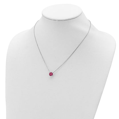 Sterlingsilber Rhodiniert Rosa Swarovski Kristall 16.5 Zoll Halskette mit 2 Verlängerung