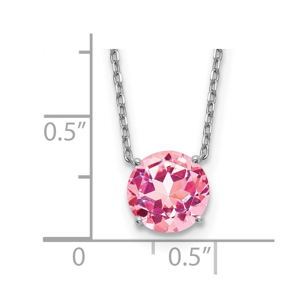 Sterlingsilber Rhodiniert Rosa Swarovski Kristall 16.5 Zoll Halskette mit 2 Verlängerung