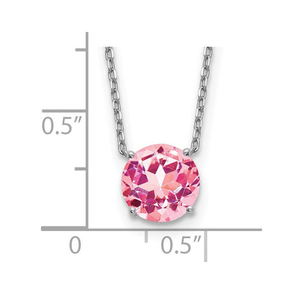 Sterlingsilber Rhodiniert Rosa Swarovski Kristall 16.5 Zoll Halskette mit 2 Verlängerung