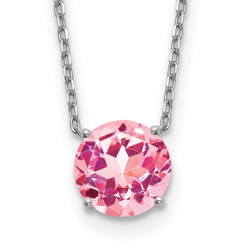 Sterlingsilber Rhodiniert Rosa Swarovski Kristall 16.5 Zoll Halskette mit 2 Verlängerung