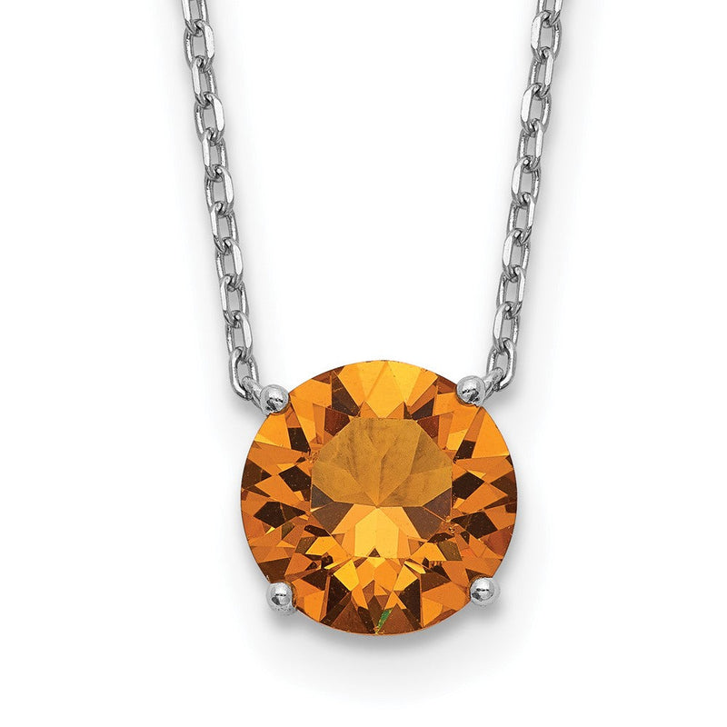 Sterlingsilber Rhodiniert Dunkel Gelb Swarovski Kristall 16.5 Zoll Halskette mit 2 Verlängerung