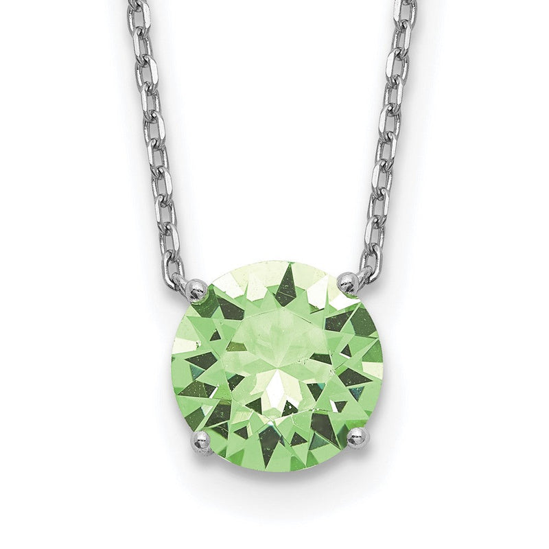Sterlingsilber Rhodiniert Grün Swarovski Kristall 16.5 Zoll Halskette mit 2 Verlängerung