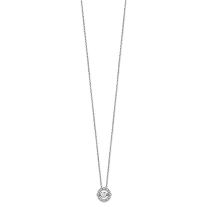 Sterlingsilber Rhodiniert Lebhaft Zirkonia mit 2 Zoll Verlängerung. Halskette