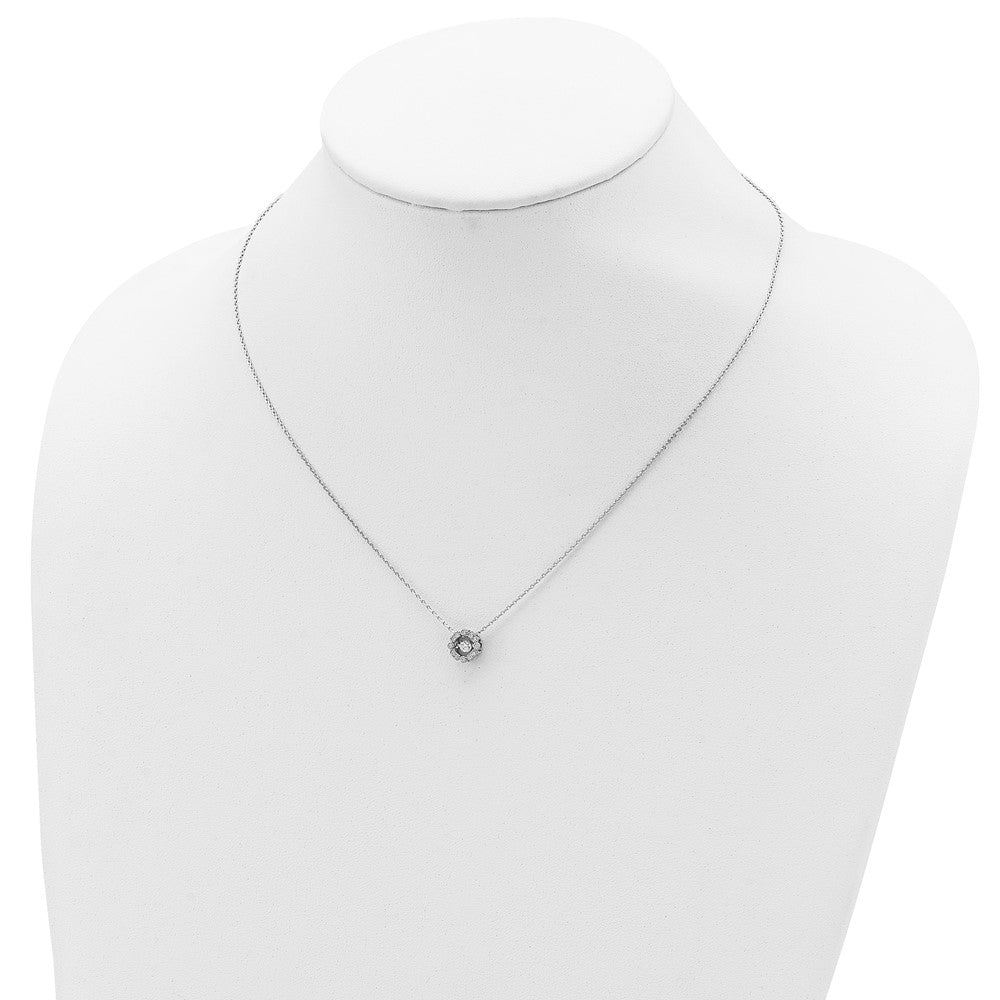 Sterlingsilber Rhodiniert Lebhaft Zirkonia mit 2 Zoll Verlängerung. Halskette