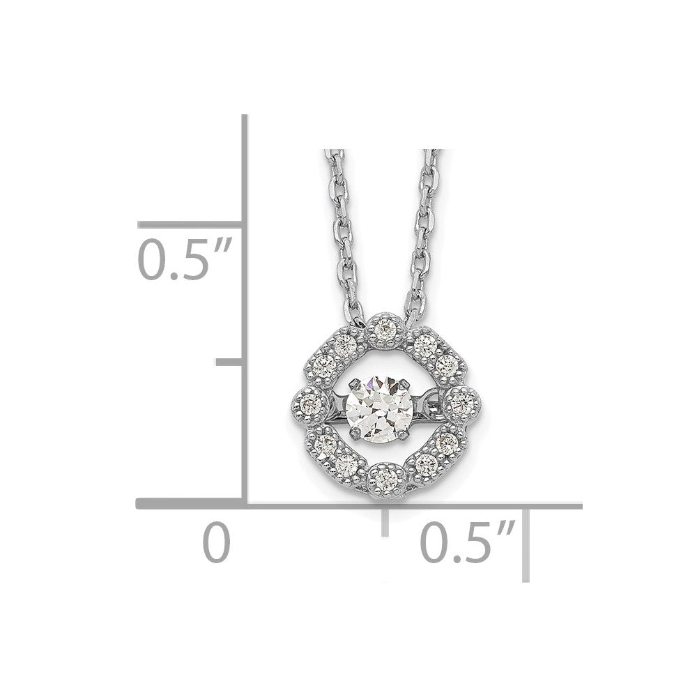 Sterlingsilber Rhodiniert Lebhaft Zirkonia mit 2 Zoll Verlängerung. Halskette