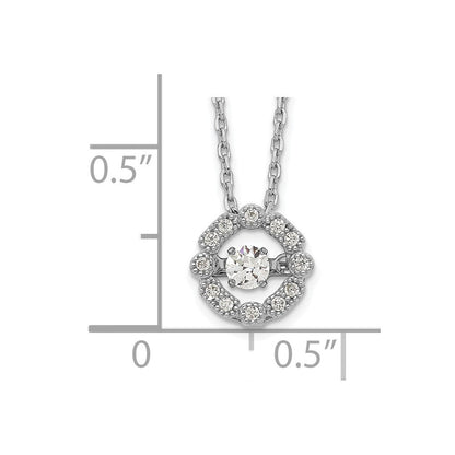 Sterlingsilber Rhodiniert Lebhaft Zirkonia mit 2 Zoll Verlängerung. Halskette