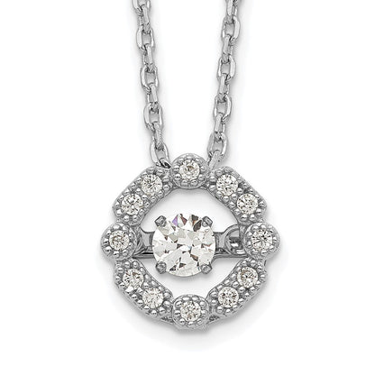 Sterlingsilber Rhodiniert Lebhaft Zirkonia mit 2 Zoll Verlängerung. Halskette