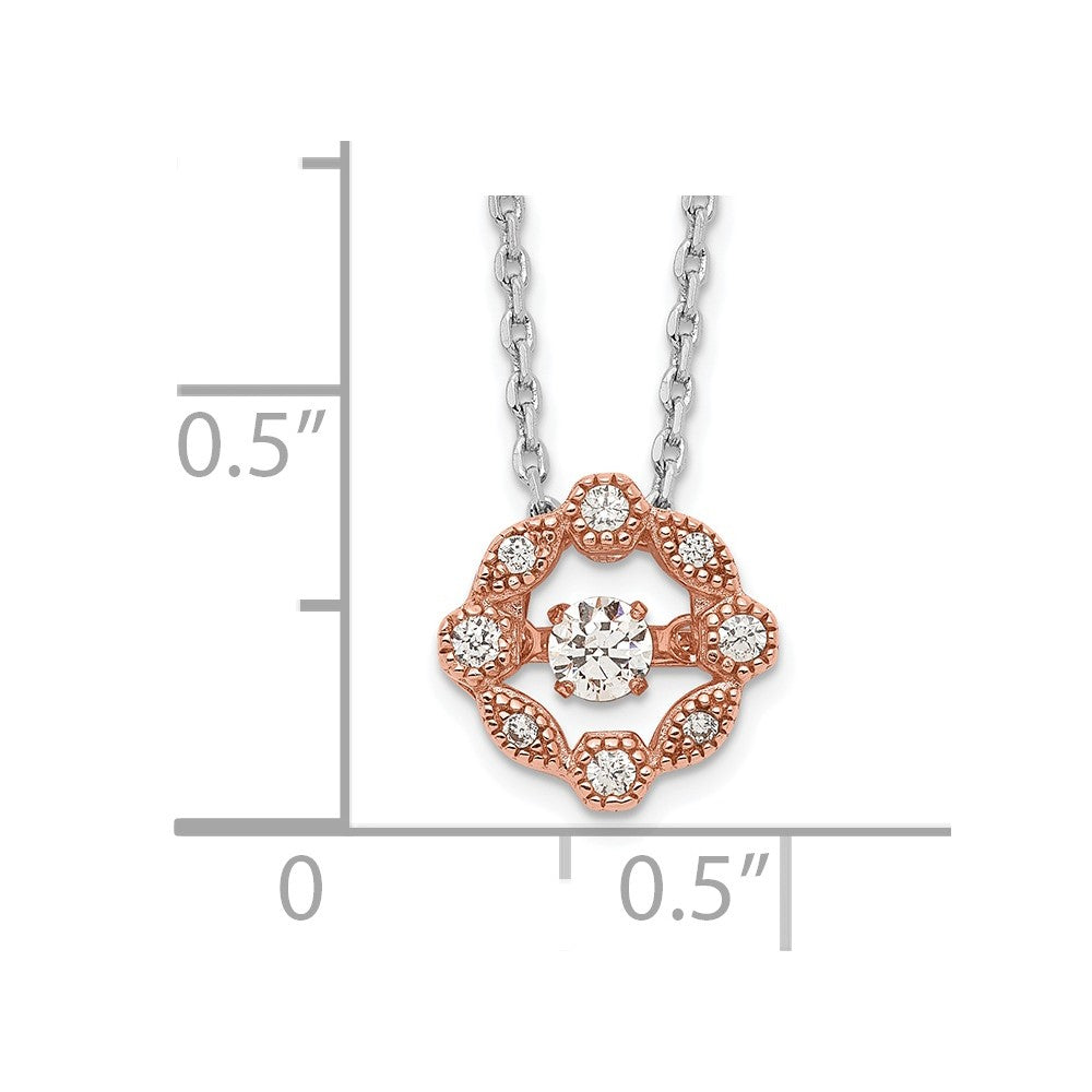 Sterlingsilber Rhodiniert Roséfarben Lebhaft Zirkonia 2 Zoll Verlängerung Halskette