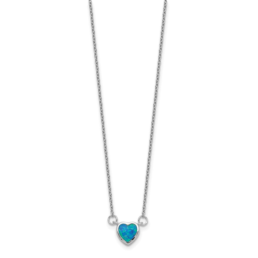 Sterlingsilber Rhodiniert Erzeugt Opal Herz mit 4 Zoll Verlängerung. Choker