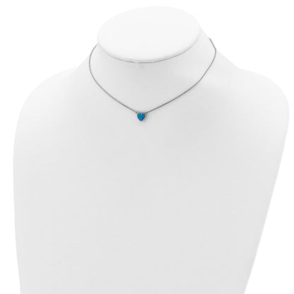 Sterlingsilber Rhodiniert Erzeugt Opal Herz mit 4 Zoll Verlängerung. Choker