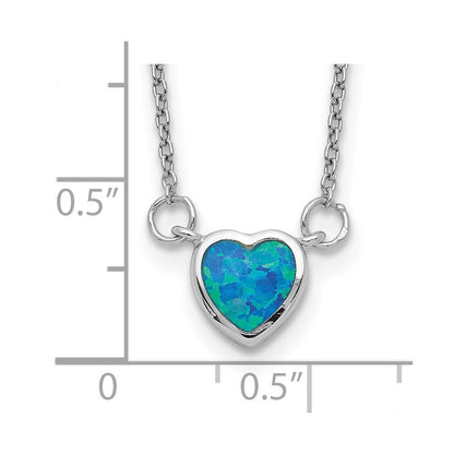 Sterlingsilber Rhodiniert Erzeugt Opal Herz mit 4 Zoll Verlängerung. Choker