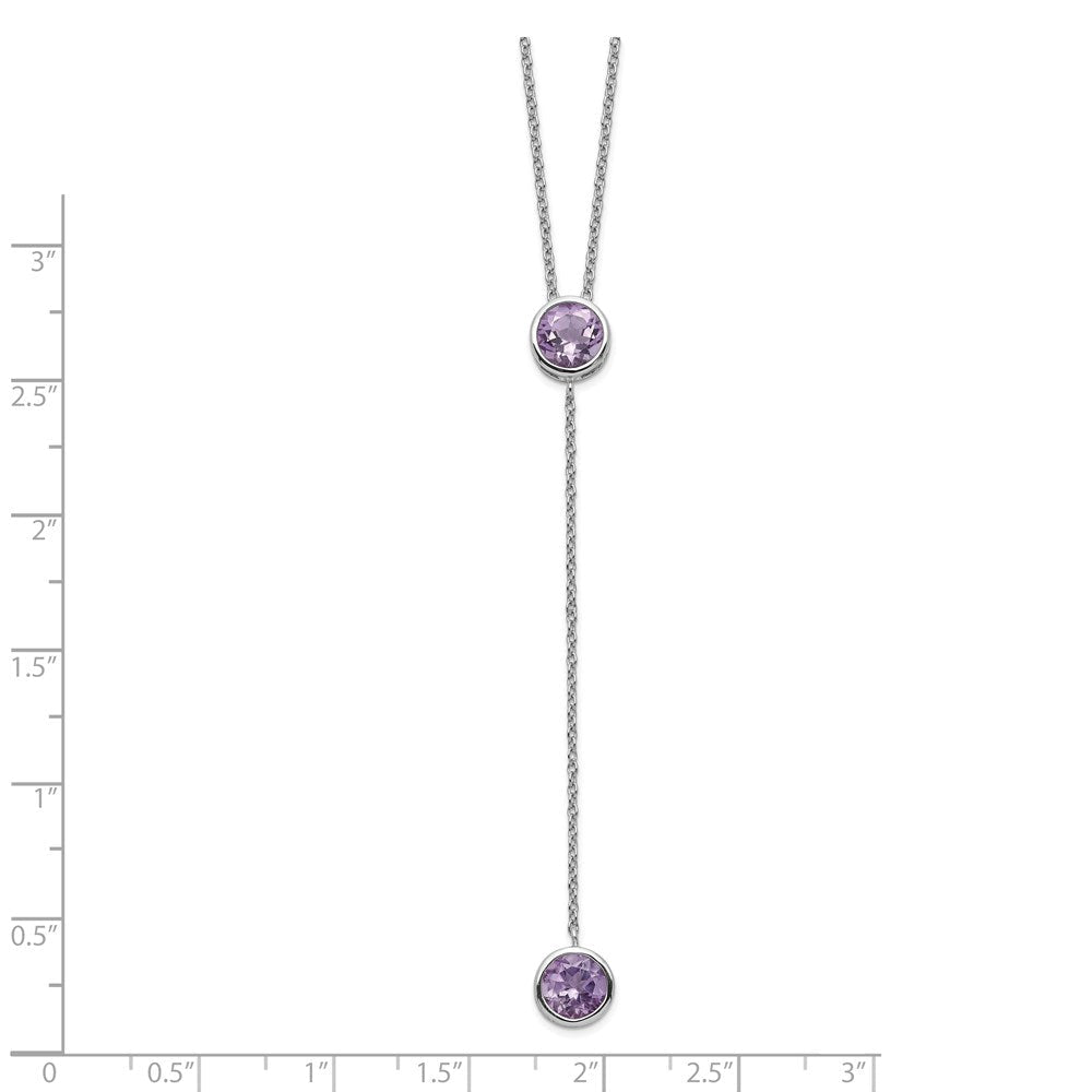 Sterlingsilber Rhodiniert Amethyst mit 2 Zoll Verlängerung. Y-necklace