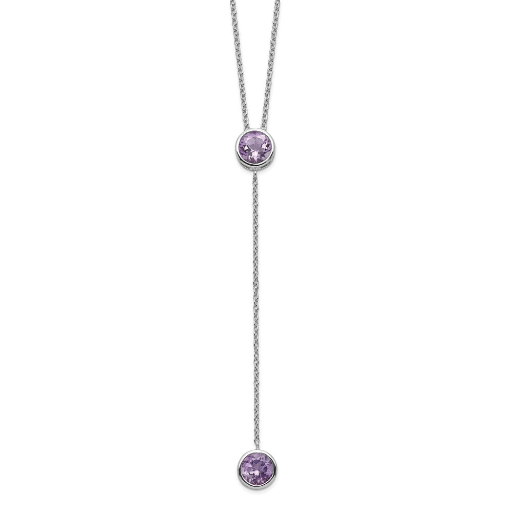 Sterlingsilber Rhodiniert Amethyst mit 2 Zoll Verlängerung. Y-necklace