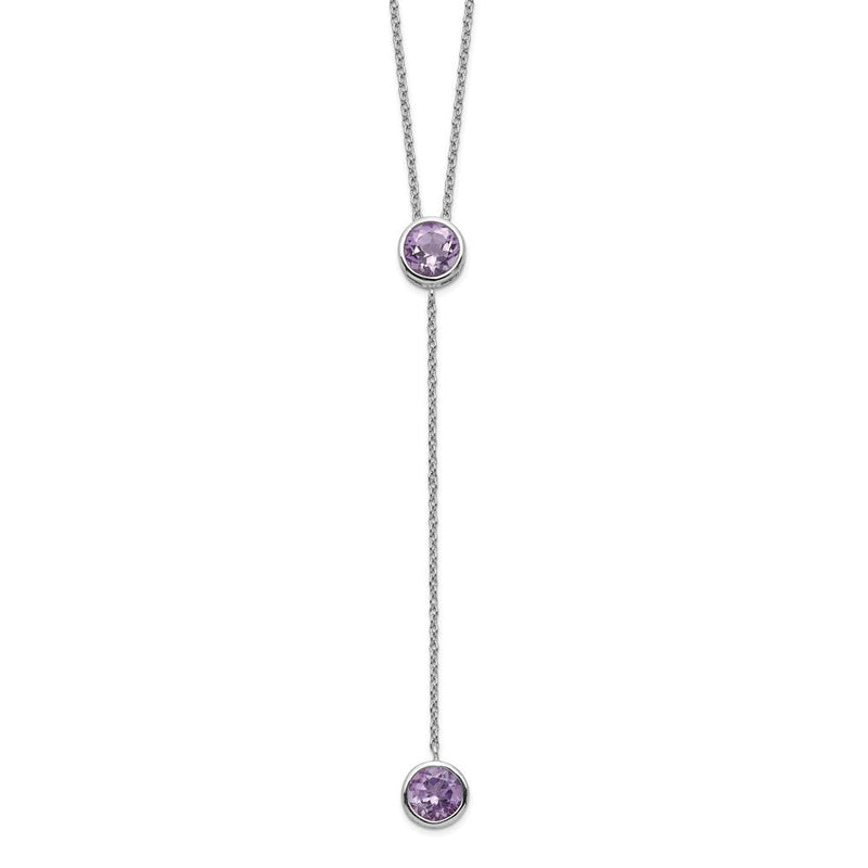 Sterlingsilber Rhodiniert Amethyst mit 2 Zoll Verlängerung. Y-necklace