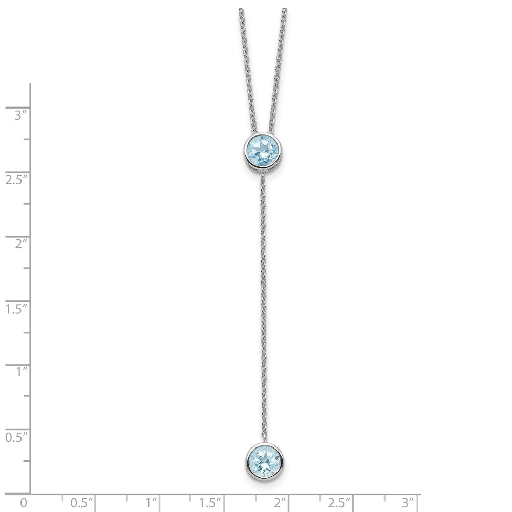 Sterlingsilber Rhodiniert Blautopas mit 2 Zoll Verlängerung. Y-necklace