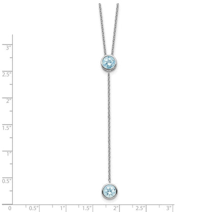 Sterlingsilber Rhodiniert Blautopas mit 2 Zoll Verlängerung. Y-necklace