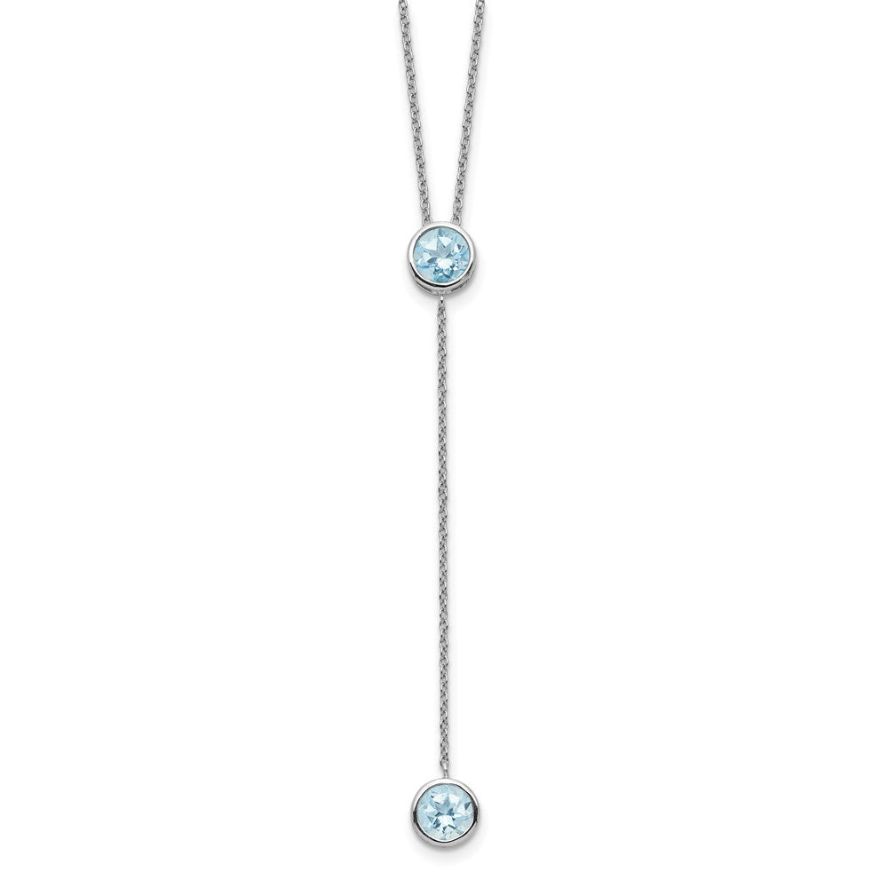 Sterlingsilber Rhodiniert Blautopas mit 2 Zoll Verlängerung. Y-necklace