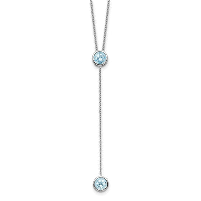 Sterlingsilber Rhodiniert Blautopas mit 2 Zoll Verlängerung. Y-necklace