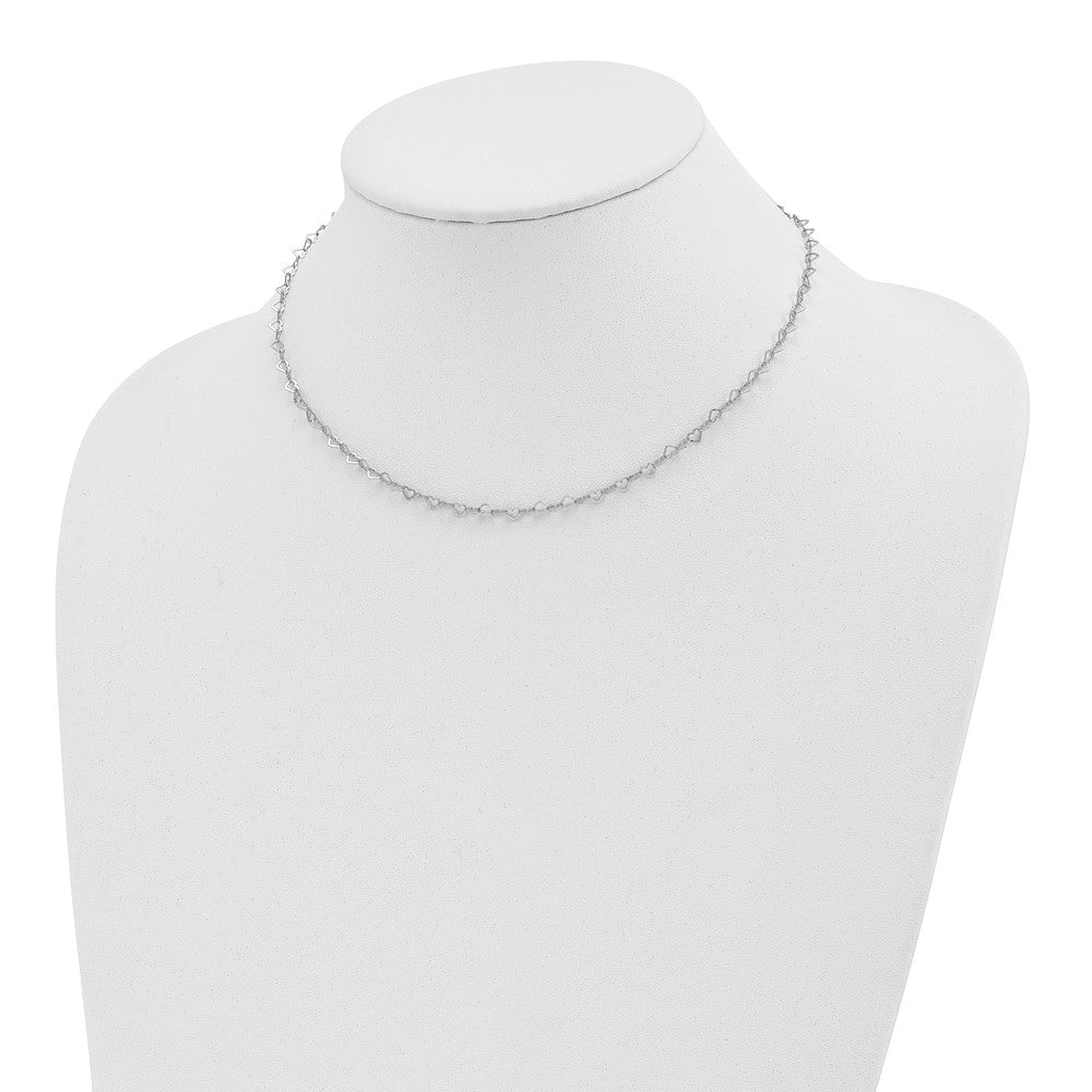 Sterlingsilber Poliert Herzen Glieder mit 4 in Verlängerung Choker