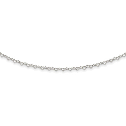 Sterlingsilber Poliert Herzen Glieder mit 4 in Verlängerung Choker