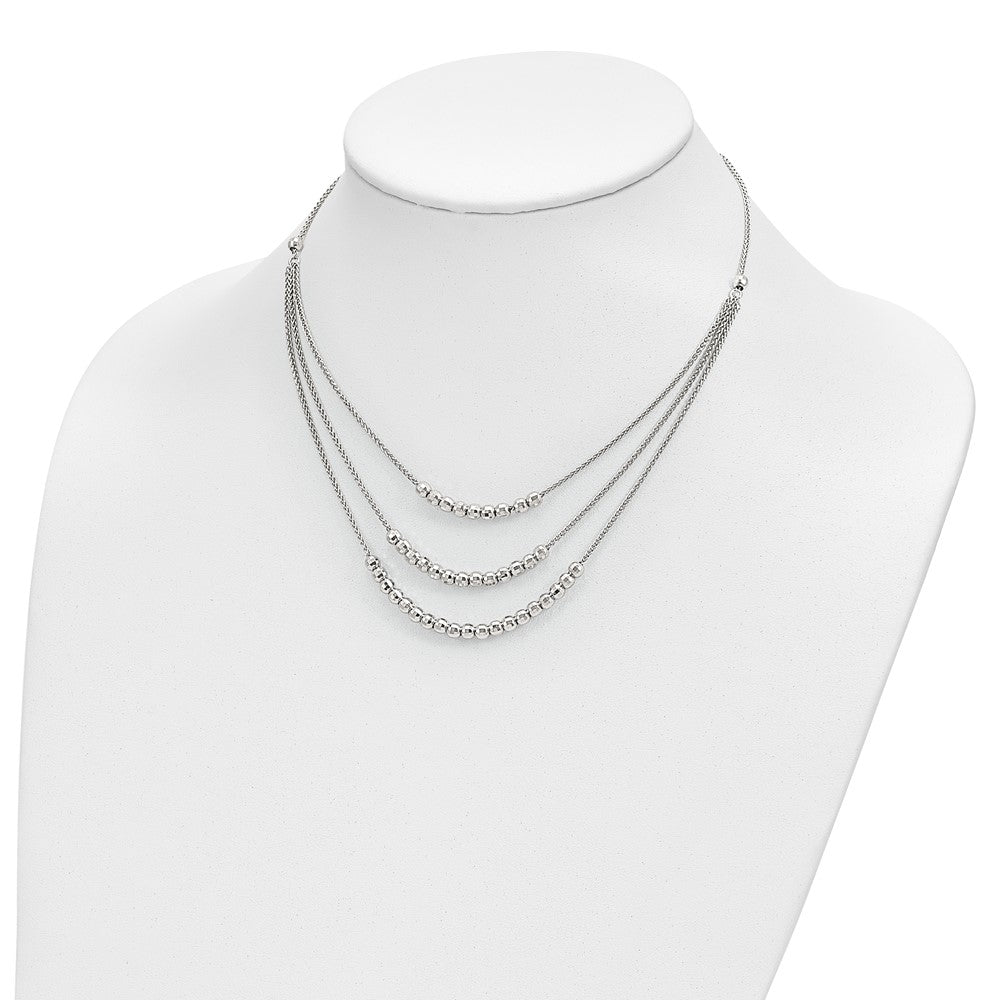 Sterlingsilber Rhodiniert Gekugelt Multi Layer Halskette