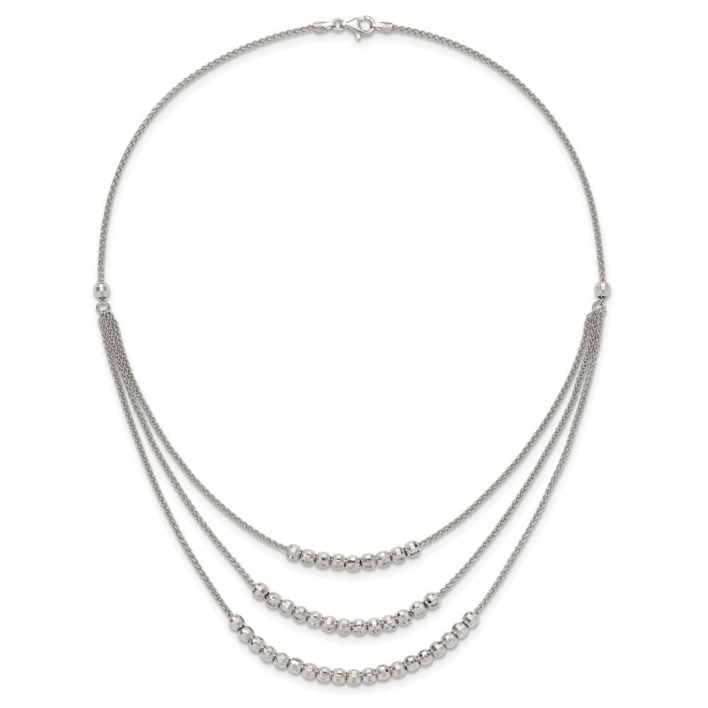 Sterlingsilber Rhodiniert Gekugelt Multi Layer Halskette