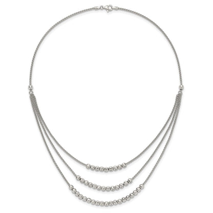 Sterlingsilber Rhodiniert Gekugelt Multi Layer Halskette