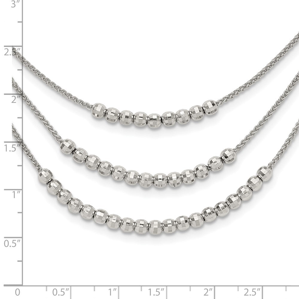 Sterlingsilber Rhodiniert Gekugelt Multi Layer Halskette