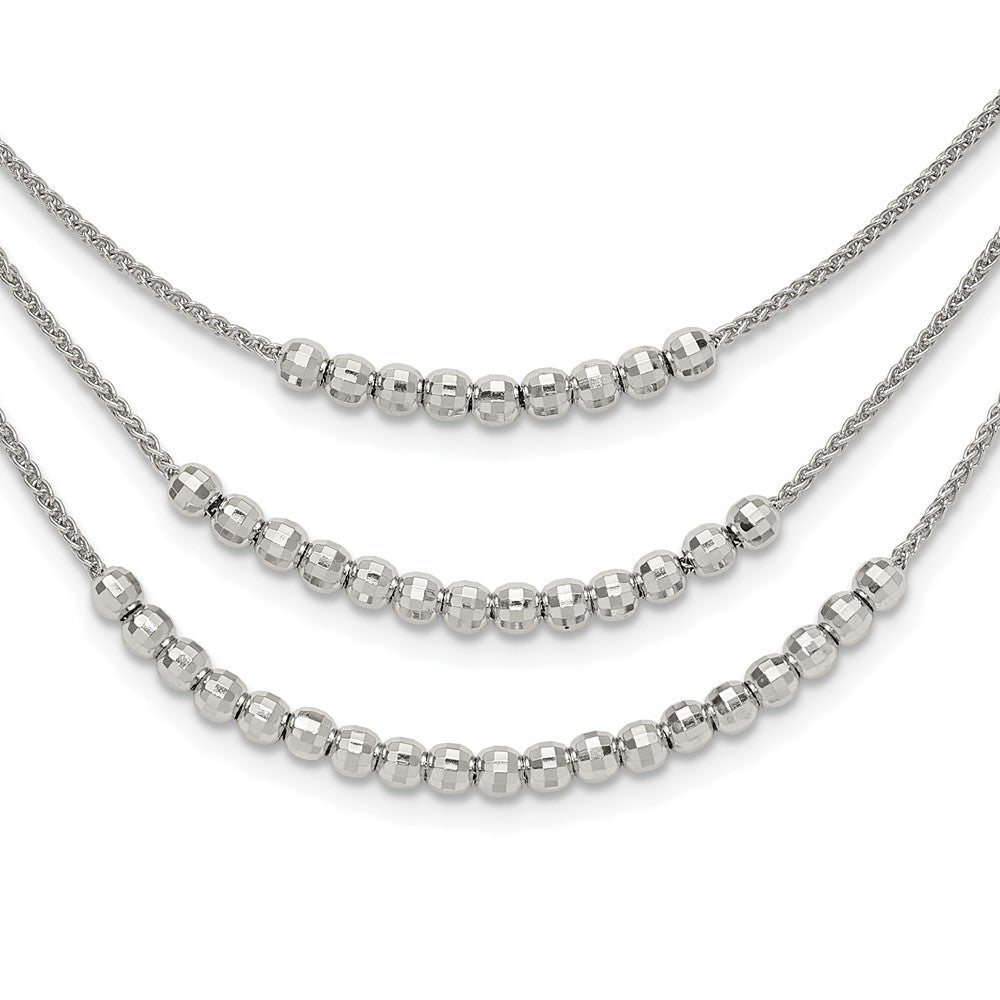 Sterlingsilber Rhodiniert Gekugelt Multi Layer Halskette