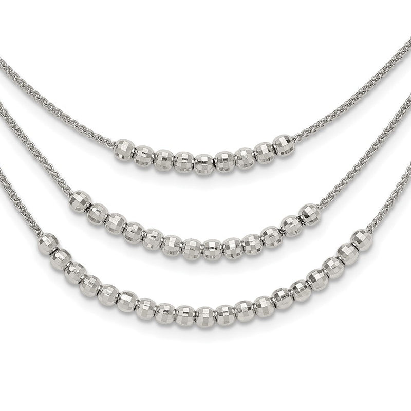 Sterlingsilber Rhodiniert Gekugelt Multi Layer Halskette