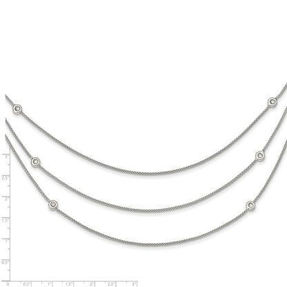 Sterlingsilber Poliert Multi Strang Zirkonia mit 2 in Verlängerung Halskette