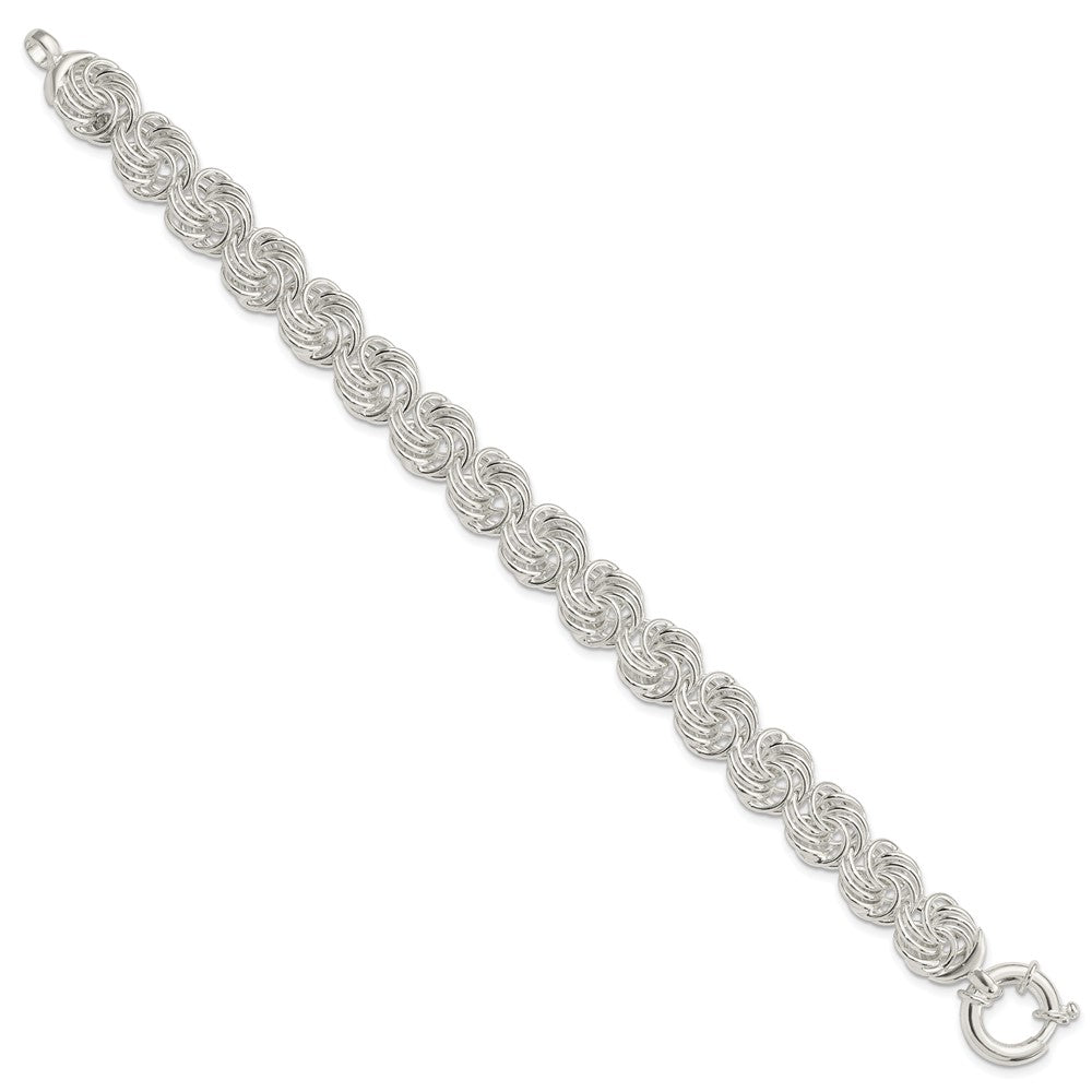 8 Zoll Sterlingsilber Poliert Kreise Fantasieglieder Armband