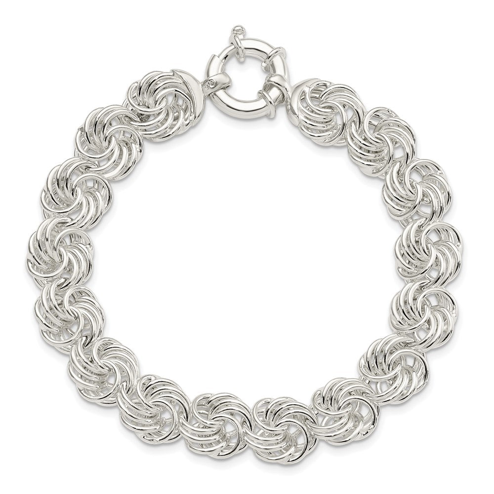 8 Zoll Sterlingsilber Poliert Kreise Fantasieglieder Armband