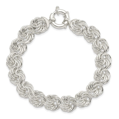 8 Zoll Sterlingsilber Poliert Kreise Fantasieglieder Armband