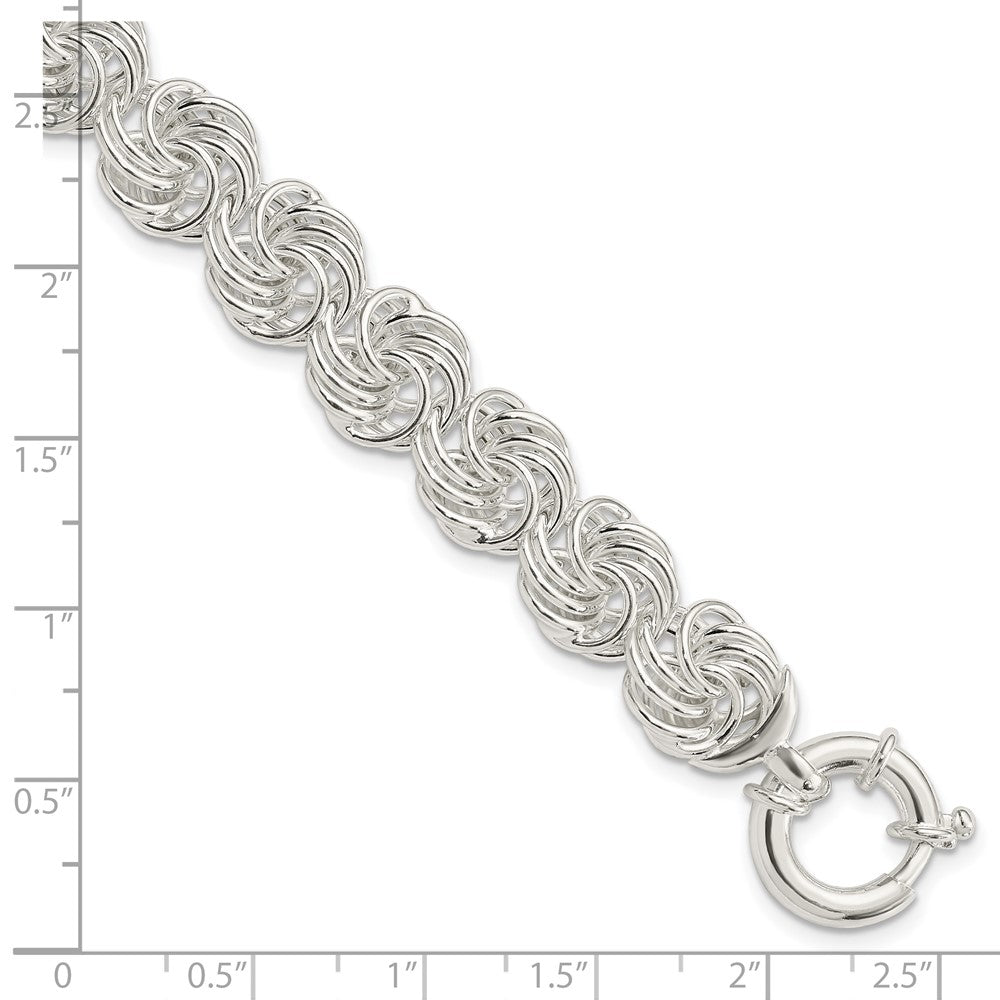 8 Zoll Sterlingsilber Poliert Kreise Fantasieglieder Armband