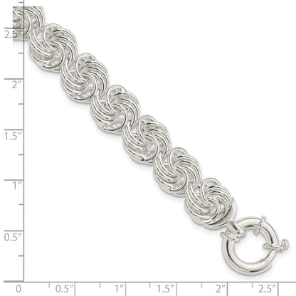 8 Zoll Sterlingsilber Poliert Kreise Fantasieglieder Armband
