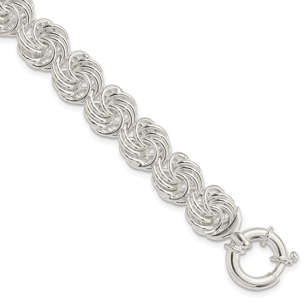 8 Zoll Sterlingsilber Poliert Kreise Fantasieglieder Armband