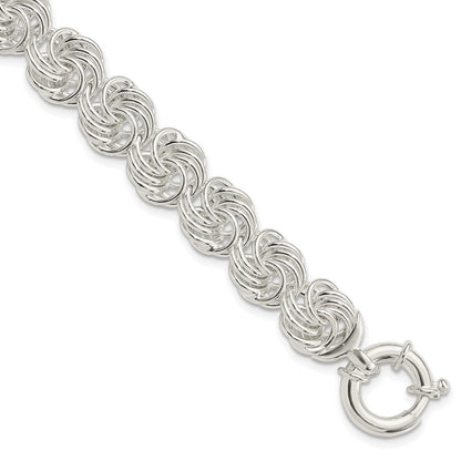 8 Zoll Sterlingsilber Poliert Kreise Fantasieglieder Armband